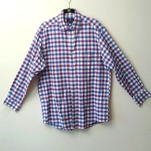 Club Room Checkered Dress Shirt, Red White Blue, 15-1/2 32/33